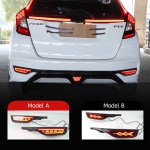 2 stks voor Honda Jazz Fit 2018 2019 2020 Achter mistlamp auto LED achter bumper licht remlicht stromende draai signaalreflector