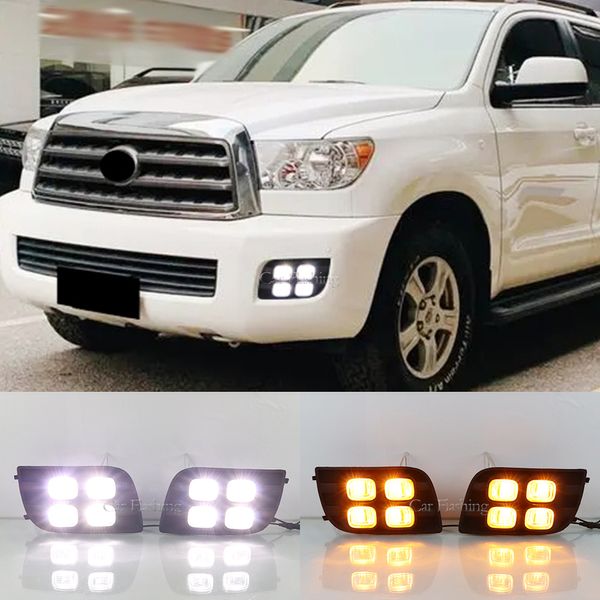 2 uds para Toyota Sequoia 2007 - 2017 luz LED de circulación diurna con luz intermitente amarilla parachoques DRL lámpara antiniebla