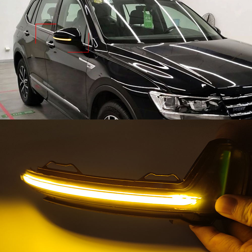 2pcs لـ VW Tiguan MK2 2017 2018 2019 Touareg MK3 EU 2019 SCROLL SIDE REARVING MIRROR LED Dynamic Turn Signal Light Light Blink285y
