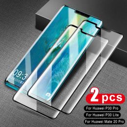 2 stks Volledig dekglas voor Huawei Mate 30 20 10 Pro Lite Screen Protector P20 P30 P SMART 2021 Gemetste mobiele telefoonbeschermers