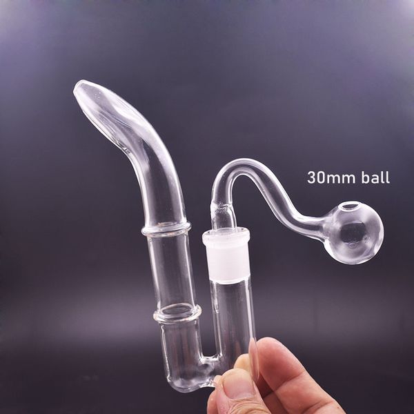 2 pièces tuyau de brûleur à mazout en verre narguilé verre J crochet adaptateur 14mm Joint pour fumer de l'eau Bongs cendrier avec pot d'huile de 30mm