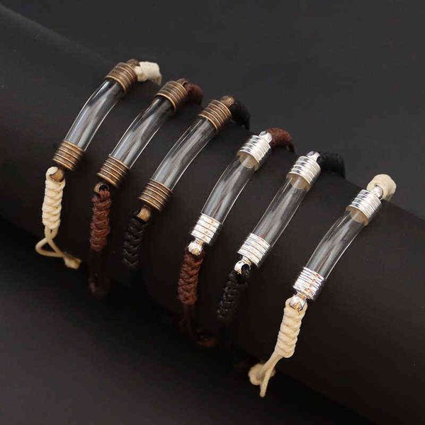 2 pièces verre flacon pendentif Bracelet écriture nom Wirte sur riz mode bijoux bracelets porte-bonheur pour femme G1026