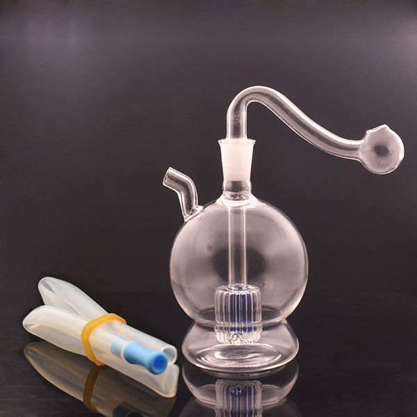 2pcs Globe Orb Glass Oil Burner Bong Bubbler avec Matrix Percolator Recycler Oil Rig Ashcatcher Bong avec 10mm Male Glass Oil Burner Pipe and Hose