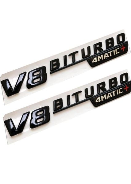 2pcs Black V8 Biturbo 4Matic Car Fender Emblem Sticker pour Mercedes Benz1255692