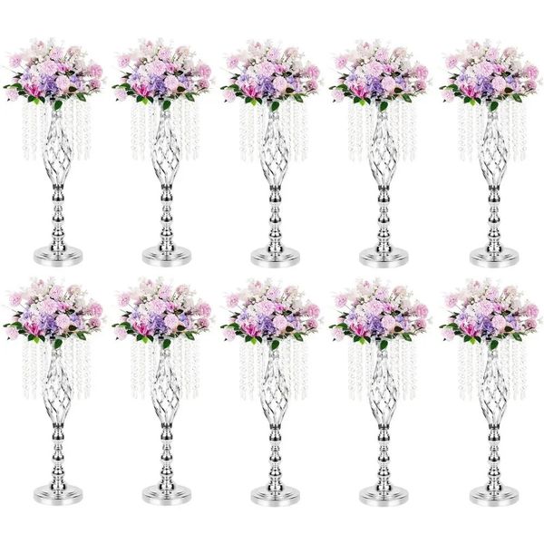 2pcs Gold Metal Flower Vases Crystal Stand Centres de mariage pour tables Vase Vase Home Decorations Decor Decor Garden 240506