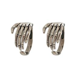 2 stks goed kijken 925 sterling zilveren ring punk rock vintage resiseerbare skeletgreepvormige lus sieraden voor vrouwen vingerring6065471