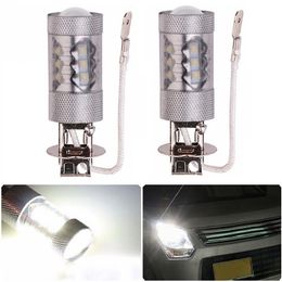 2 pièces H3 16LEDS SMD 2828 80W 6500K -7000K LED ampoule antibrouillard phare pour voiture DC12-24V