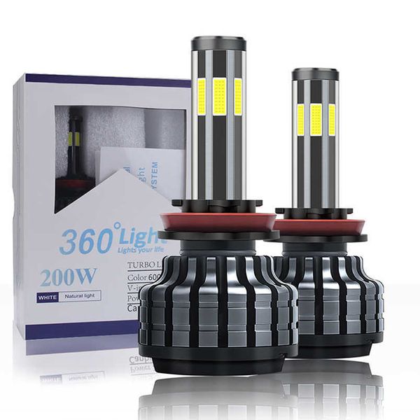 2 pièces H4 Led Canbus Aucune Erreur 12V H7 Led Phare Ampoule H1 H13 H8 H9 H11 9005 HB3 9006 HB4 6000K 3000K 8000K