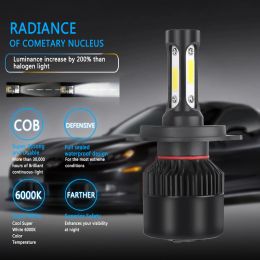 2PCS H4 LED CHEEDIGHT CHOS 3 COB COB PUBS AUTO S2 BALBES DE LAMPE DE CAR S2 72W 8000LM ACCESSOIRES DE CAR