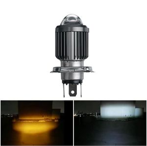 2 pièces H4 LED Moto H6 BA20D moto phares ampoules lentille blanc jaune Hi Lo lampe Scooter accessoires antibrouillard 9-80V