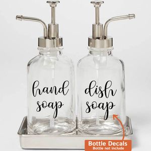 2 pièces main savon plat savon bouteille étiquettes autocollant décalcomanie Santizer cuisine salle de bain bouteille Lotion Santizer vinyle décor