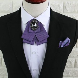 2 stks Handgemaakte Mannen Dames Luxe Party Club Business Collar Pak Shirt Vlinderdas Cravat Groom Handkerijs Stropdas Lint Bowtie