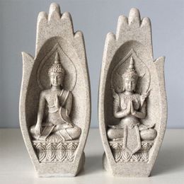 2 stks Handen Sculpturen Boeddhabeeld Monnik Figurine Tathagata India Yoga Woondecoratie Accessoires Ornamenten Dropshipping T200331