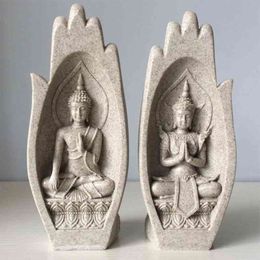 2 stks Handen Sculpturen Boeddha -standbeeld Monk Figurine Tathagata India Moderne Yoga Noordse Home Decor Office Decoratie Accessoires 2103235o