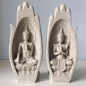 2 pièces mains sculptures bouddha Statue moine Figurine Tathagata inde moderne Yoga nordique décor à la maison bureau décoration accessoires 2103208Z