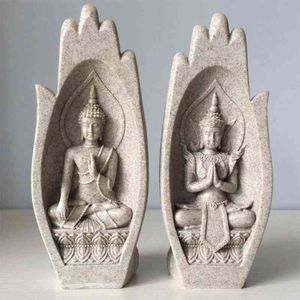 2 pièces mains sculptures bouddha statue moine figurine Tathagata inde moderne yoga nordique décor à la maison bureau décoration accessoires 2103234V
