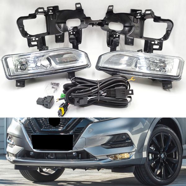 2 piezas Kit de cobertura de la lámpara de niebla delantera delantera de alta calidad para Nissan Qashqai 2018 2019 2020 Halogen Fog Arness Switch