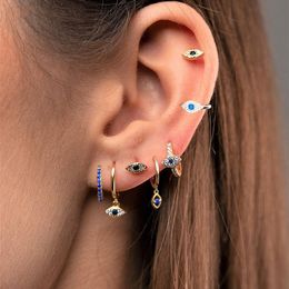 2 pièces de haute qualité en acier inoxydable oreille mauvais œil boucles d'oreilles pour femmes petit Huggie Punk boucle d'oreille Cartilage Piercing bijoux nouveau