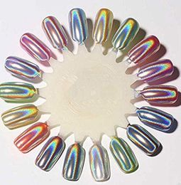 2pcs Powder holographique Holosexuel Salon Nails Pigment Unicorn Miroir Chrome Gel Pouside de poudre à ongles pour Nail3219844