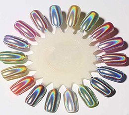 2pcs Powder holographique Holosexuel Salon Nails Pigment Unicorn Miroir Chrome Gel Pouside de vernis à ongles Poussière pour Nail9816214