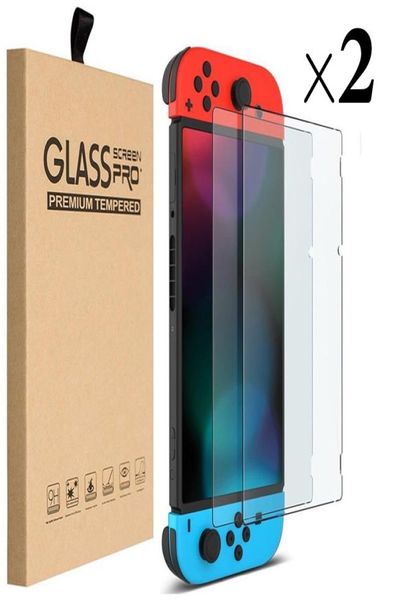 2 pièces en 1 paquet 9H Film de protection d'écran en verre trempé ultra fin de qualité supérieure HD clair anti-rayures pour Nintendo Switch Lite avec R8425826