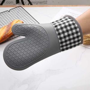 2 Unids Aislado Horno de Silicona Guantes Cortos Guantes de Horno Horno de Microondas Herramientas de Cocina Cocinas de Algodón Guantes Resistentes al Calor Q230826