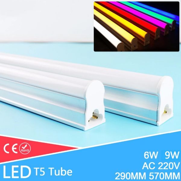 2 uds integrado 9W 6W tubo LED T5 luz 220V 60cm 30cm T5 lámpara de tubo luz fluorescente LED blanca fría cálida