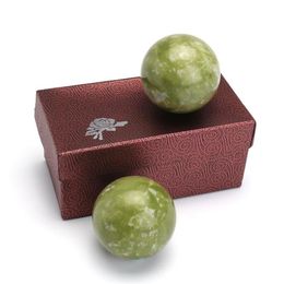 2 pièces pierre de Jade main Vola balle 48mm massage naturel lisse sphère de guérison exercice physique minceur Relaxation corps masseur252U