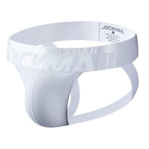 2 uds Jockmail ropa interior ajustada para hombres suspensorio tipo Tanga de algodón transpirable malla Jock Strap Homme Slip erótico String Homens Gay pene Pouc282l