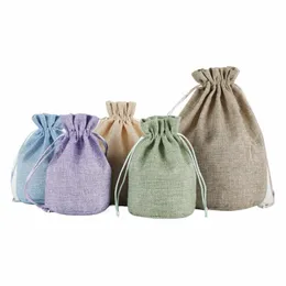 2pcs Jute Natural Burlap Bag Jute Gift Bags Multi -size sieraden Travel opslag Pouch Mini Candy Jute Packing Bags voor cadeaubas 68HX#
