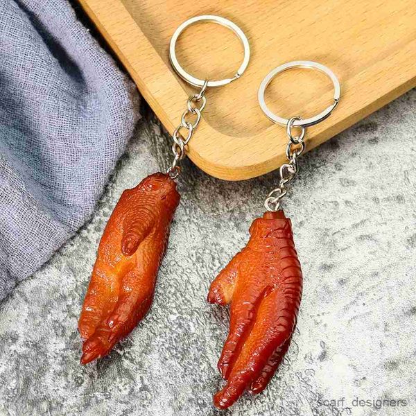 2 pièces porte-clés longes nourriture pieds de poulet porte-clés pochette sac pendentif à breloque porte-clés cadeaux enfants jouet photographie accessoires R231005