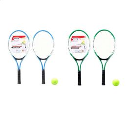 2 pièces enfants Sports de plein air raquettes de Tennis raquettes à cordes avec 1 balle pour Badminton débutant parent-enfant accessoires de jeu 240223
