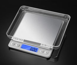 2pcs Scale de cuisine Bijoux Scale de précision Scale de pesée Mini LCD Cuisine Balance Poids Scale 001G 500G 1000G 2000G 3000G7040348