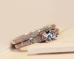 2pcs l Set Bamos Luxury Femelle White Bridal Wedding Ring Set Fashion 925 Silver Rempilé Promesse CZ Stone Engagement Bagues 5431523
