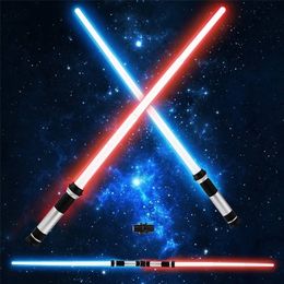 2 Stuks Laser Lightsaber 2 In 1 Intrekbare Darth Vaders Zwaard Cosplay Dubbele Licht Sabel Zwaard Speelgoed Met Geluid Jedi laser Zwaard 220808