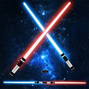 2 Stuks Laser Lightsaber 2 In 1 Intrekbare Darth Vaders Zwaard Cosplay Dubbele Licht Sabel Zwaard Speelgoed Met Geluid Jedi laser Zwaard 220808