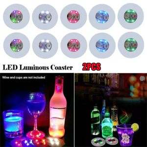 2pcs LED Bar Light Up Coaster Stickers For Brinks Brinks tasse de vins Liquor Bottle Course ATmosphère Light Kitchen Accessoires