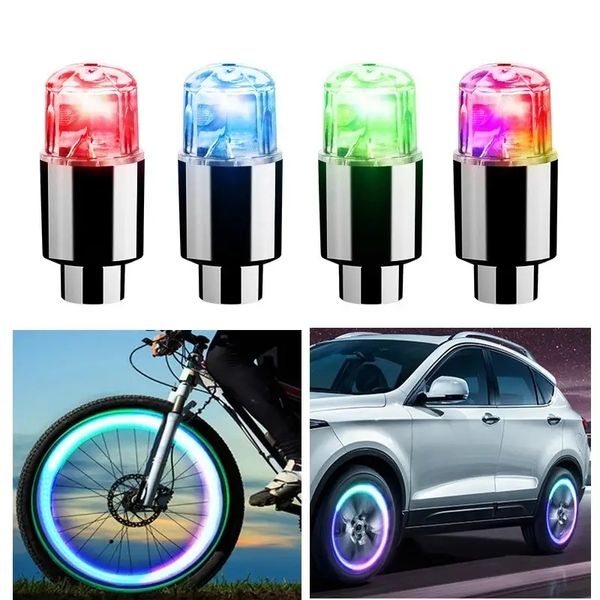 2 piezas LED Bike Motorcycle Wheel Lámpara del neumático/ Rueda del automóvil Válvula de luz Capa/ flash colorido para MTB Road Bike Wheel Lights Cap