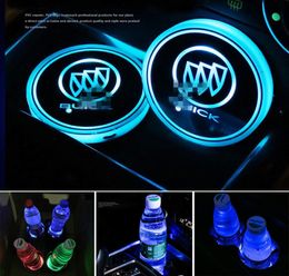 2 pièces LED porte-gobelet de voiture lumières pour, 7 couleurs changeantes USB tapis de chargement minescent tasse Pad, LED atmosphère intérieure Lamp9232006