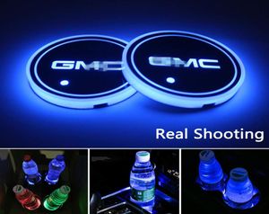 2pcs LED Car Gup Halder Lights pour GMC 7 Colours Changement de charges USB Mat Luminescent Tapon LED Interior atmosphère lampe8764246