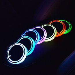 2 stks LED -autobekhouder Kussenlichten voor Tesla Model 3 Y X S RGB -kleuren Insert Coasters Fles Atmosfeer Lichtmatten Accessoires