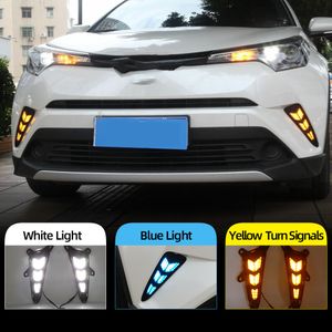2pcs LED voiture DRL Feux de jour avec pare-chocs arrière ABS Phares antibrouillard Lampe de frein pour TOYOTA CHR CHR 2016 2017 2018 2019