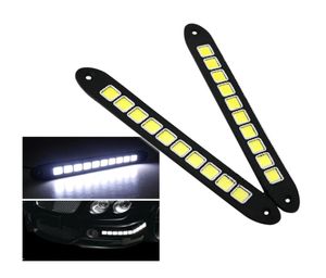 2 pièces LED lampe COB 12V 5W Source de lumière bande de Silicone Flexible 10 grilles voiture feux de jour bricolage ampoule de voiture blanc froid Led strip3751297