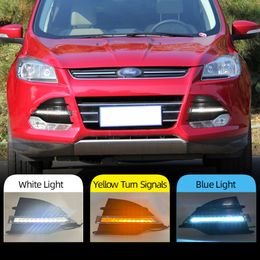 2 Stuks Led-dagrijverlichting Drl Daglicht Voor Ford Kuga Escape 2013 2014 2015 2016 Mistlamp Met gele Richtingaanwijzer