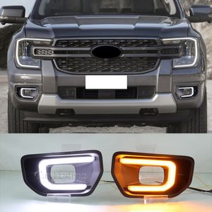 2PCS LED LEUR DOUR DOUR DOURS POUR FORD RANGER 2022 2023 Dynamic Turning Signal Car 12V LED DRL FOG LAMP COVER