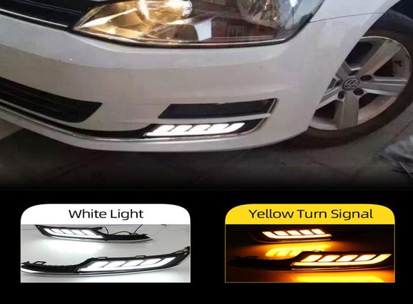 2 piezas LED LED TIEMPO Running Light para VW Golf 7 2013 2014 2015 2015 Accesorios de automóviles ABS 12V DRL Fog Lamp Cover7532345