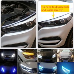 2pcs LED DRL Car Daytime Light Light Flexible Stripofroping Strip Auto Phadins White Turn Signal Yellow Brake Flow Light