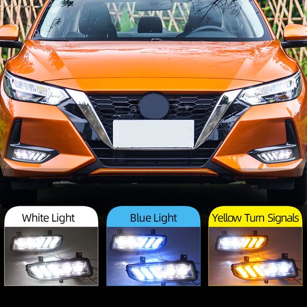 2pcs LED drl brouillard léger pour Nissan X-Trail Rogue Kicks Qashqai Sentra 2017 2018 2019 2020 Day Light Dynamic Turn Signal Signal Lampe