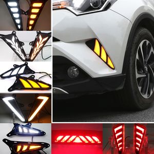 2 pièces LED DRL pour Toyota C-HR CHR 2016 2017 2018 2019 feux diurnes arrière pare-chocs antibrouillard feu stop feu d'avertissement