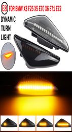 2 pièces LED marqueur latéral dynamique clignotant répéteur indicateur lumineux Flash coulant adapté pour BMW X3 X5 X6 E70 E71 20082014 E72 F257882119